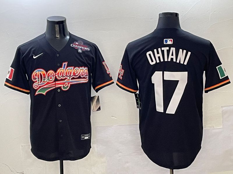 Men Los Angeles Dodgers #17 Ohtani Black rainbow Nike 2025 MLB Jersey style 6->los angeles dodgers->MLB Jersey